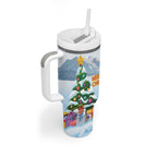 Merry Christmas Australia Tumbler With Handle Funny Aussie Animals Santa Skiing