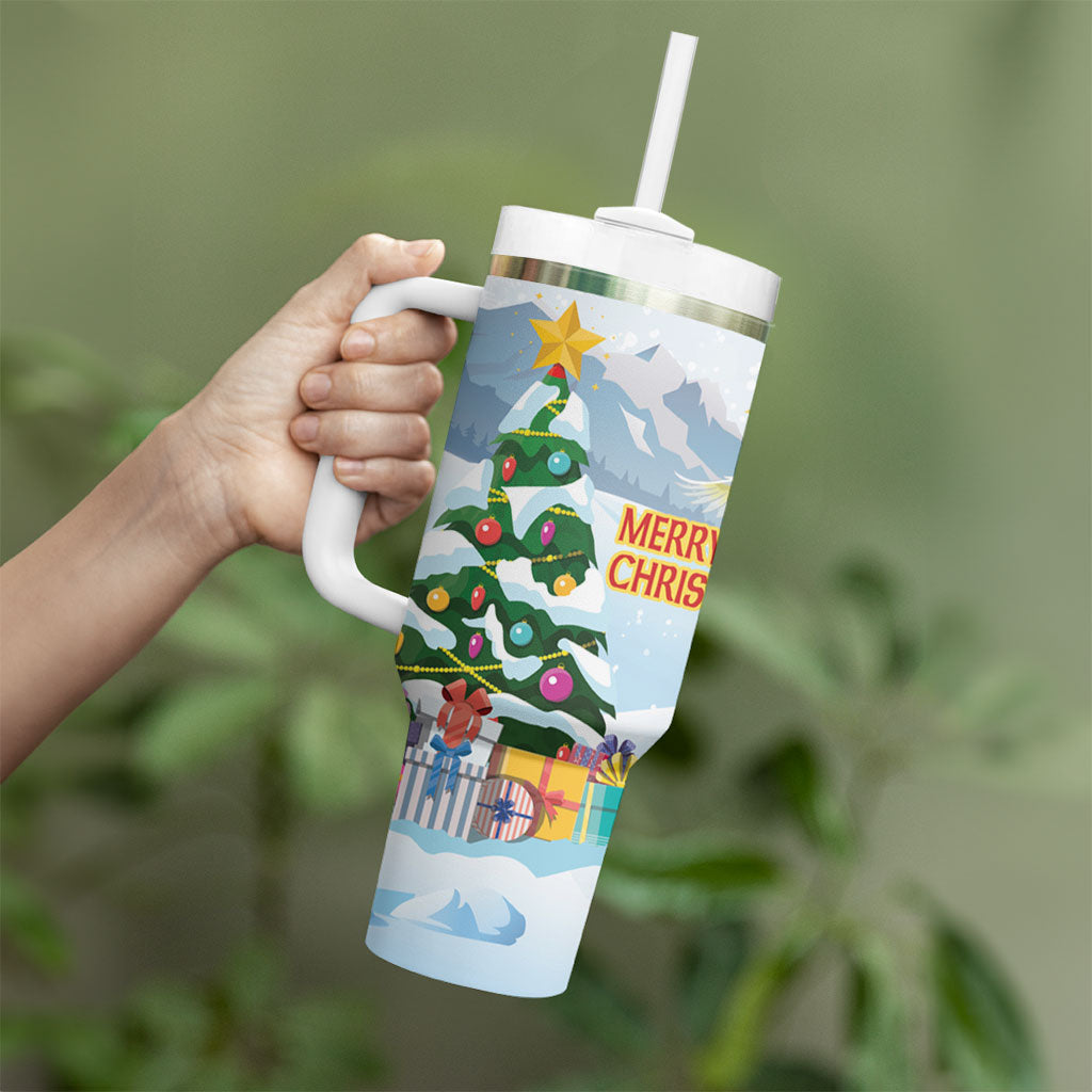 Merry Christmas Australia Tumbler With Handle Funny Aussie Animals Santa Skiing
