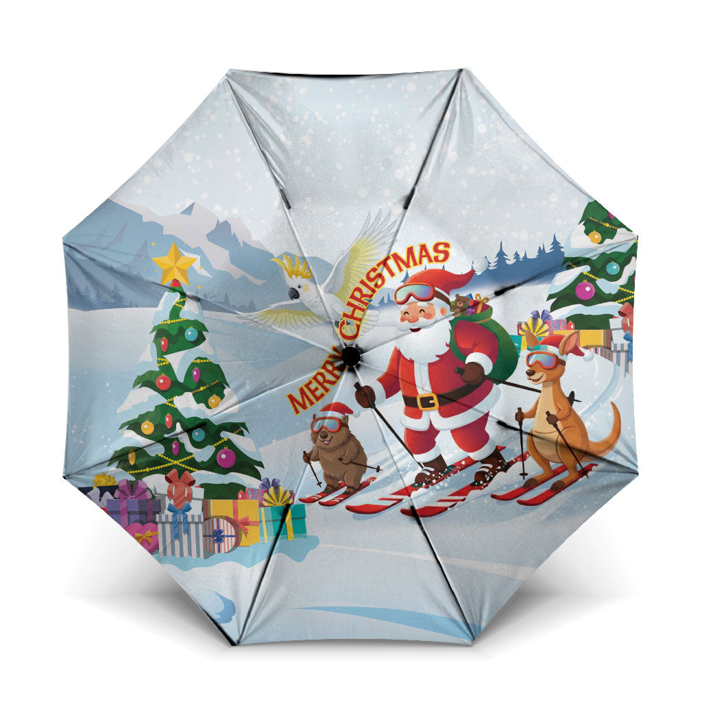 Merry Christmas Australia Umbrella Funny Aussie Animals Santa Skiing