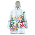 Merry Christmas Australia Wearable Blanket Hoodie Funny Aussie Animals Santa Skiing
