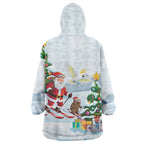 Merry Christmas Australia Wearable Blanket Hoodie Funny Aussie Animals Santa Skiing