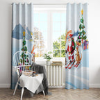 Merry Christmas Australia Window Curtain Funny Aussie Animals Santa Skiing