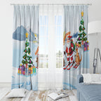 Merry Christmas Australia Window Curtain Funny Aussie Animals Santa Skiing
