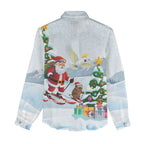 Merry Christmas Australia Women Casual Shirt Funny Aussie Animals Santa Skiing