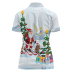 Merry Christmas Australia Women Polo Shirt Funny Aussie Animals Santa Skiing