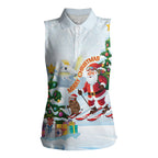 Merry Christmas Australia Women Sleeveless Polo Shirt Funny Aussie Animals Santa Skiing