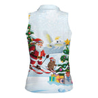 Merry Christmas Australia Women Sleeveless Polo Shirt Funny Aussie Animals Santa Skiing