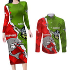 personalised-dolphins-and-raiders-rugby-couples-matching-long-sleeve-bodycon-dress-and-long-sleeve-button-shirts-2023-sporty-version