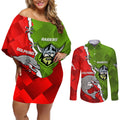 personalised-dolphins-and-raiders-rugby-couples-matching-off-shoulder-short-dress-and-long-sleeve-button-shirts-2023-sporty-version