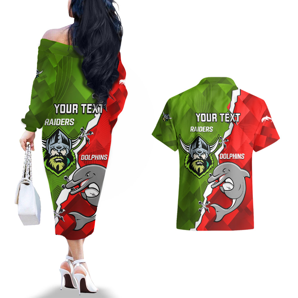 personalised-dolphins-and-raiders-rugby-couples-matching-off-the-shoulder-long-sleeve-dress-and-hawaiian-shirt-2023-sporty-version