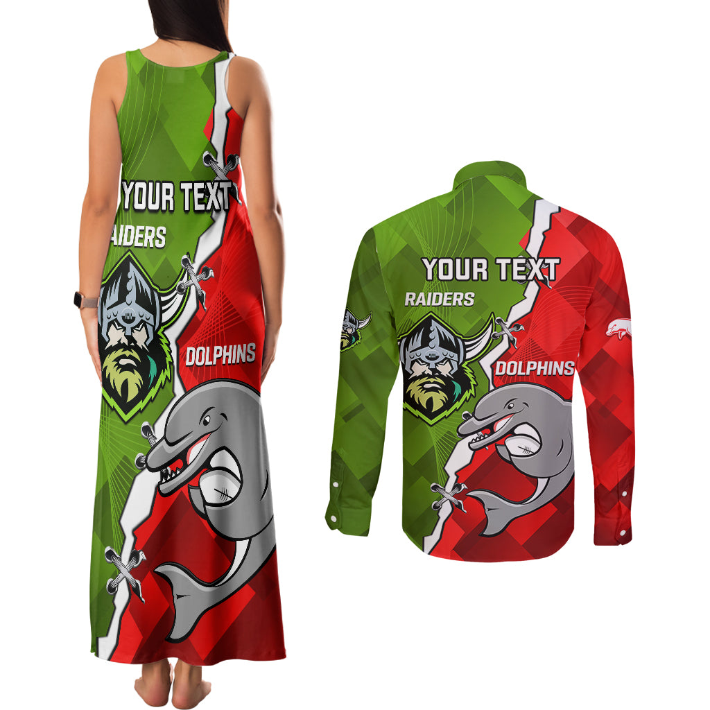personalised-dolphins-and-raiders-rugby-couples-matching-tank-maxi-dress-and-long-sleeve-button-shirts-2023-sporty-version