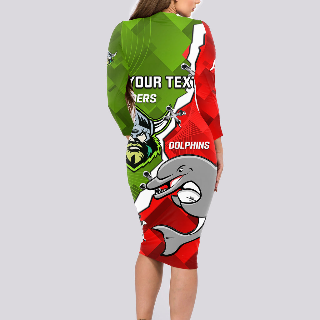 personalised-dolphins-and-raiders-rugby-long-sleeve-bodycon-dress-2023-sporty-version
