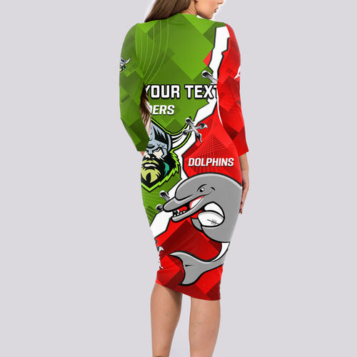 personalised-dolphins-and-raiders-rugby-long-sleeve-bodycon-dress-2023-sporty-version