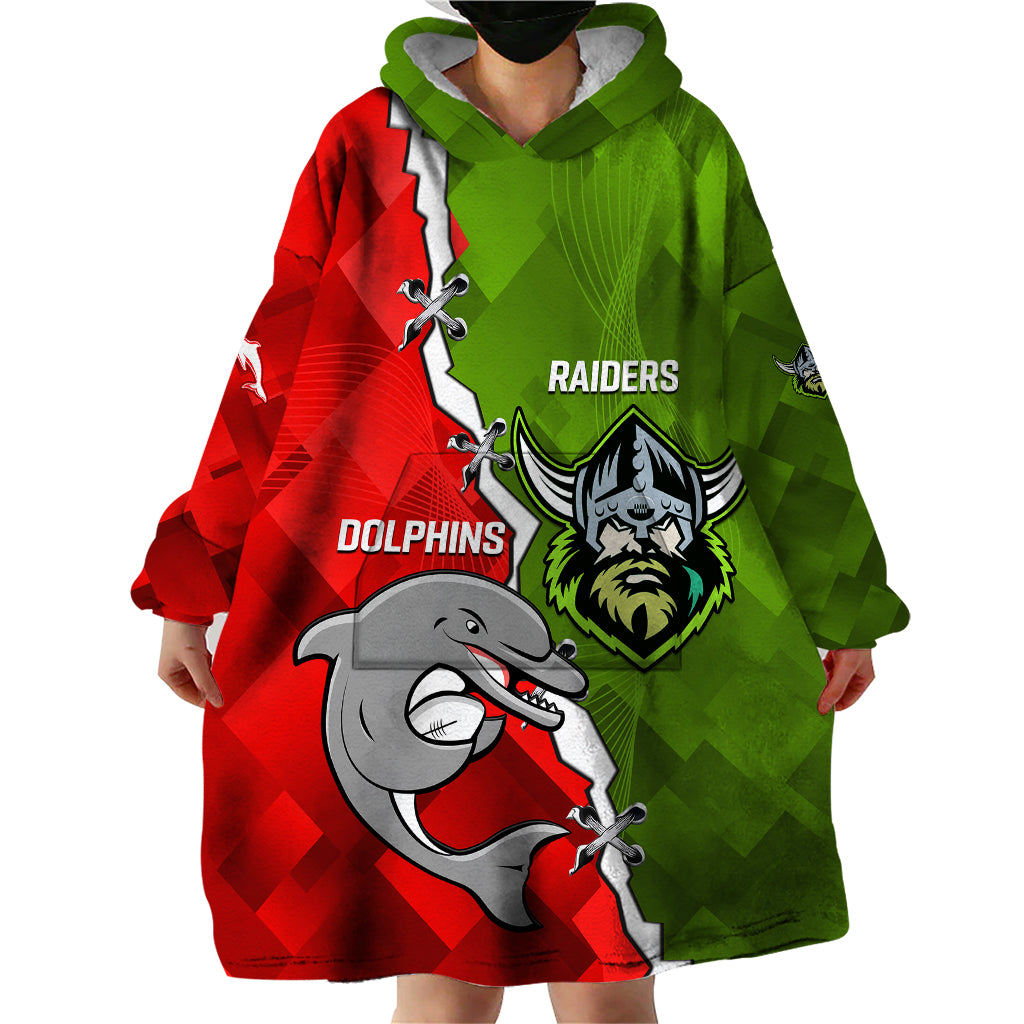 personalised-dolphins-and-raiders-rugby-wearable-blanket-hoodie-2023-sporty-version