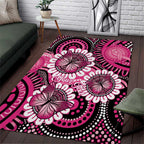 Personalised Australia Indigenous Area Rug Breast Cancer Ribbon Think Pink - Black Version LT14