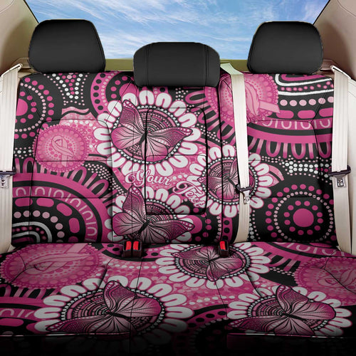 Personalised Australia Indigenous Back Car Seat Cover Breast Cancer Ribbon Think Pink - Black Version LT14