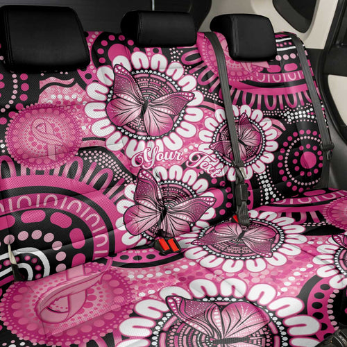 Personalised Australia Indigenous Back Car Seat Cover Breast Cancer Ribbon Think Pink - Black Version LT14