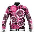 Personalised Australia Indigenous Baseball Jacket Breast Cancer Ribbon Think Pink - Black Version LT14