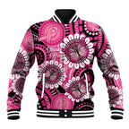 Personalised Australia Indigenous Baseball Jacket Breast Cancer Ribbon Think Pink - Black Version LT14