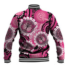 Personalised Australia Indigenous Baseball Jacket Breast Cancer Ribbon Think Pink - Black Version LT14