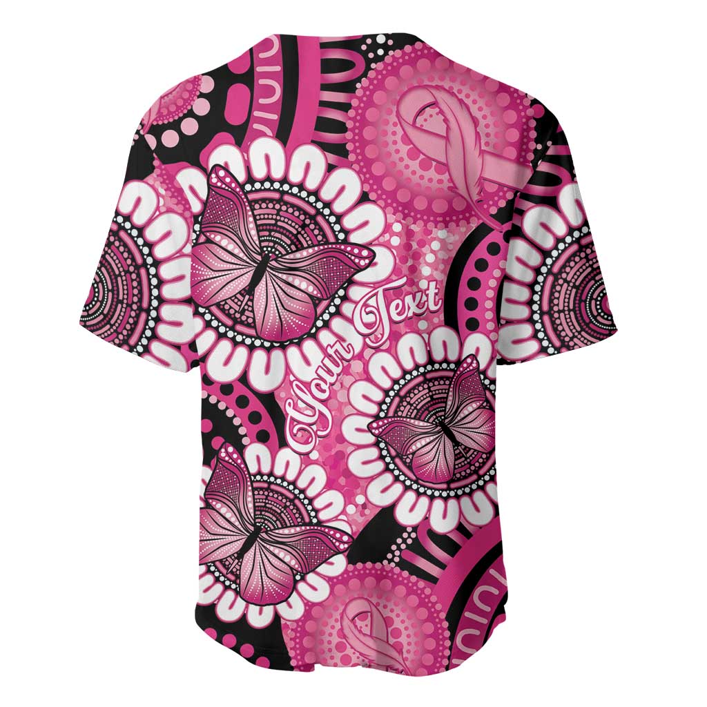 Personalised Australia Indigenous Baseball Jersey Breast Cancer Ribbon Think Pink - Black Version LT14