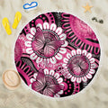 Personalised Australia Indigenous Beach Blanket Breast Cancer Ribbon Think Pink - Black Version LT14