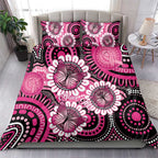 Personalised Australia Indigenous Bedding Set Breast Cancer Ribbon Think Pink - Black Version LT14