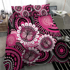 Personalised Australia Indigenous Bedding Set Breast Cancer Ribbon Think Pink - Black Version LT14