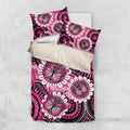 Personalised Australia Indigenous Bedding Set Breast Cancer Ribbon Think Pink - Black Version LT14