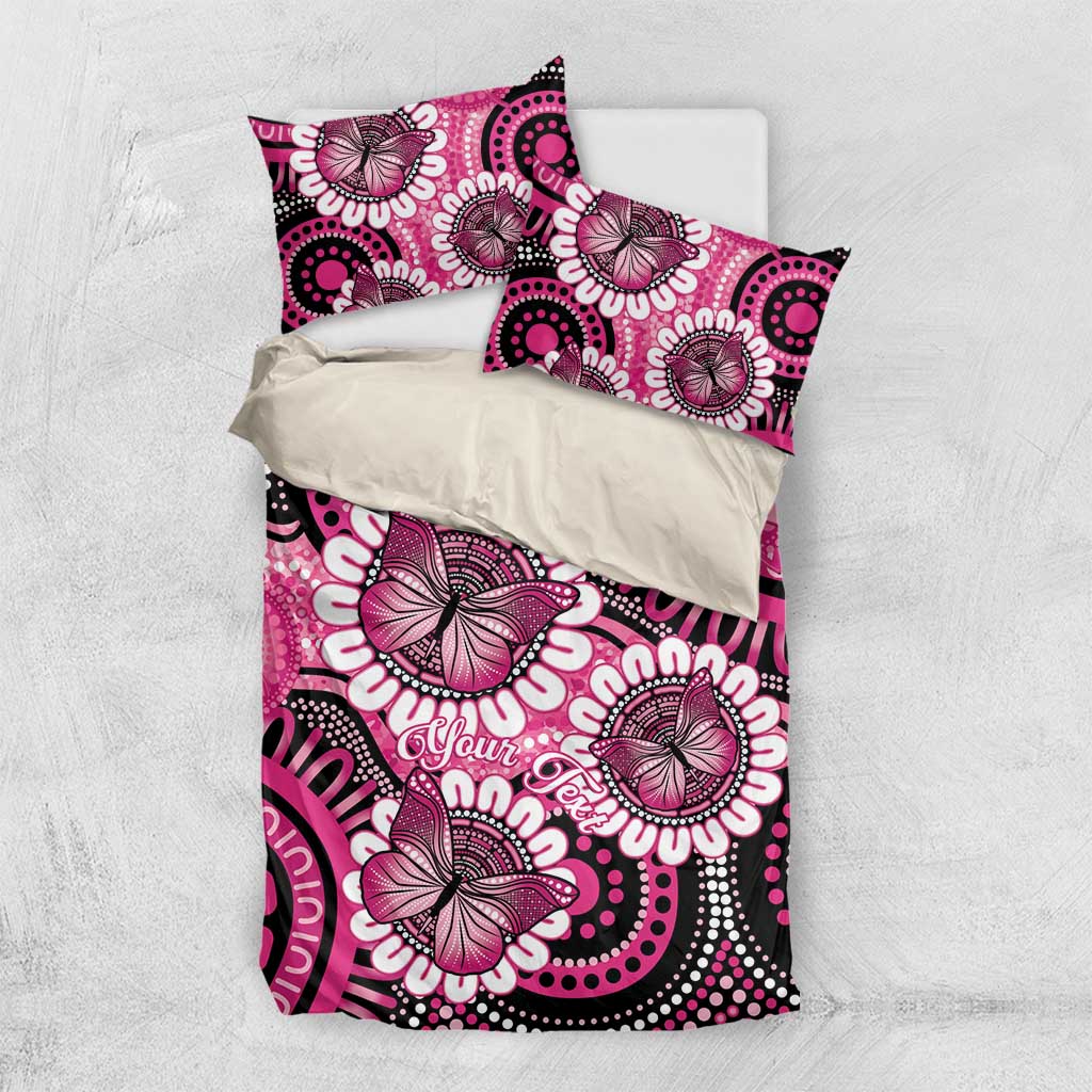 Personalised Australia Indigenous Bedding Set Breast Cancer Ribbon Think Pink - Black Version LT14
