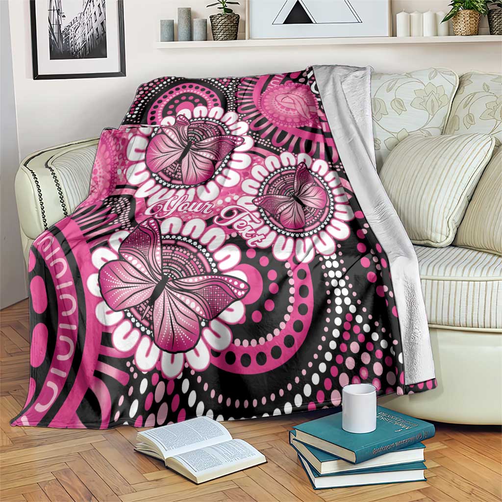 Personalised Australia Indigenous Blanket Breast Cancer Ribbon Think Pink - Black Version LT14