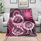 Personalised Australia Indigenous Blanket Breast Cancer Ribbon Think Pink - Black Version LT14