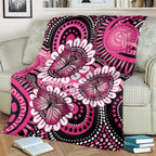 Personalised Australia Indigenous Blanket Breast Cancer Ribbon Think Pink - Black Version LT14