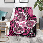 Personalised Australia Indigenous Blanket Breast Cancer Ribbon Think Pink - Black Version LT14