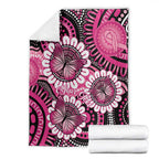 Personalised Australia Indigenous Blanket Breast Cancer Ribbon Think Pink - Black Version LT14