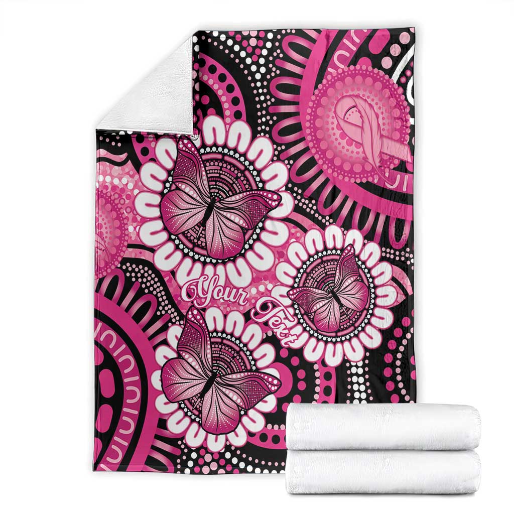Personalised Australia Indigenous Blanket Breast Cancer Ribbon Think Pink - Black Version LT14