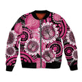 Personalised Australia Indigenous Bomber Jacket Breast Cancer Ribbon Think Pink - Black Version LT14