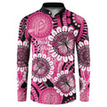 Personalised Australia Indigenous Button Sweatshirt Breast Cancer Ribbon Think Pink - Black Version LT14