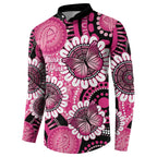 Personalised Australia Indigenous Button Sweatshirt Breast Cancer Ribbon Think Pink - Black Version LT14