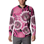 Personalised Australia Indigenous Button Sweatshirt Breast Cancer Ribbon Think Pink - Black Version LT14