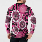 Personalised Australia Indigenous Button Sweatshirt Breast Cancer Ribbon Think Pink - Black Version LT14