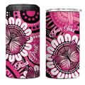 Personalised Australia Indigenous 4 in 1 Can Cooler Tumbler Breast Cancer Ribbon Think Pink - Black Version LT14