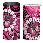 Personalised Australia Indigenous 4 in 1 Can Cooler Tumbler Breast Cancer Ribbon Think Pink - Black Version LT14