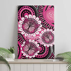 Personalised Australia Indigenous Canvas Wall Art Breast Cancer Ribbon Think Pink - Black Version LT14