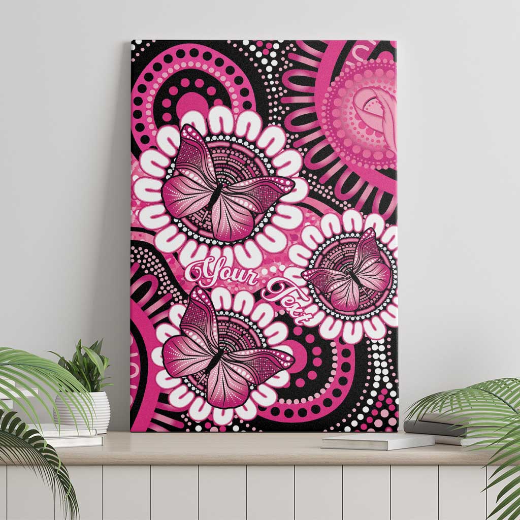 Personalised Australia Indigenous Canvas Wall Art Breast Cancer Ribbon Think Pink - Black Version LT14