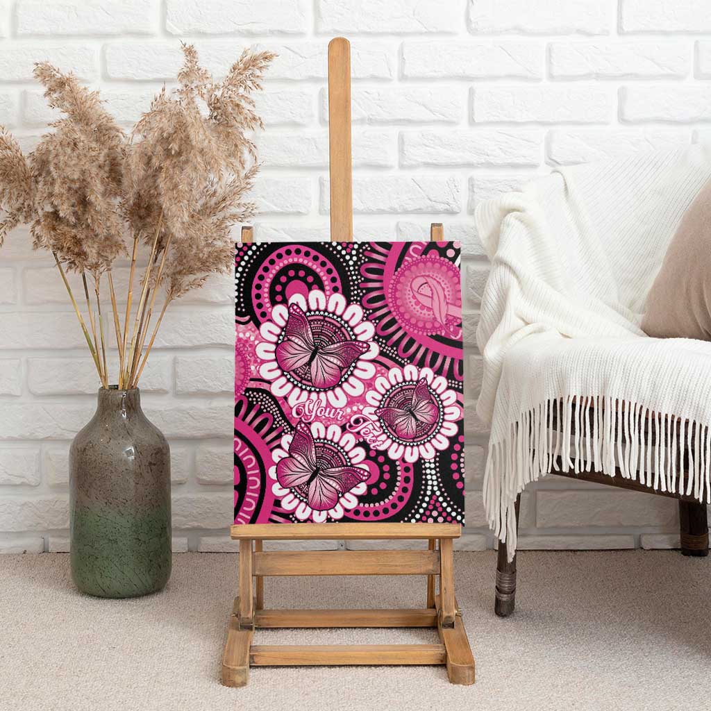 Personalised Australia Indigenous Canvas Wall Art Breast Cancer Ribbon Think Pink - Black Version LT14