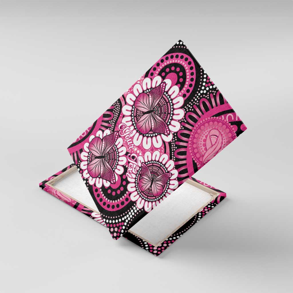 Personalised Australia Indigenous Canvas Wall Art Breast Cancer Ribbon Think Pink - Black Version LT14