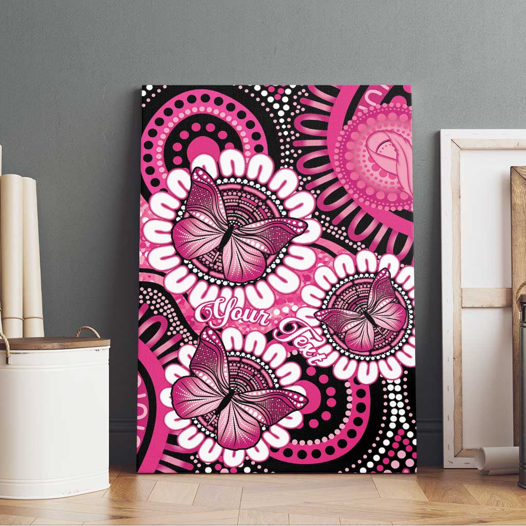 Personalised Australia Indigenous Canvas Wall Art Breast Cancer Ribbon Think Pink - Black Version LT14
