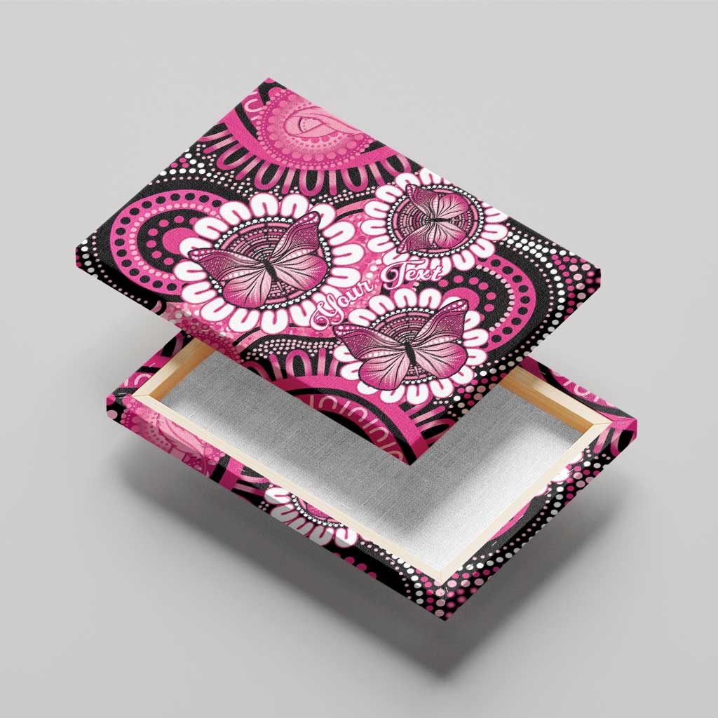 Personalised Australia Indigenous Canvas Wall Art Breast Cancer Ribbon Think Pink - Black Version LT14