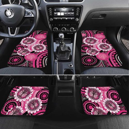 Personalised Australia Indigenous Car Mats Breast Cancer Ribbon Think Pink - Black Version LT14